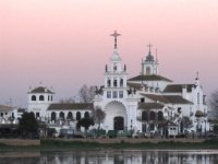 Ermita de El Rocío  Ermita de El Rocío from restaurante Aires de Doñana : Hermitage, ermita, El Rocío, Spain